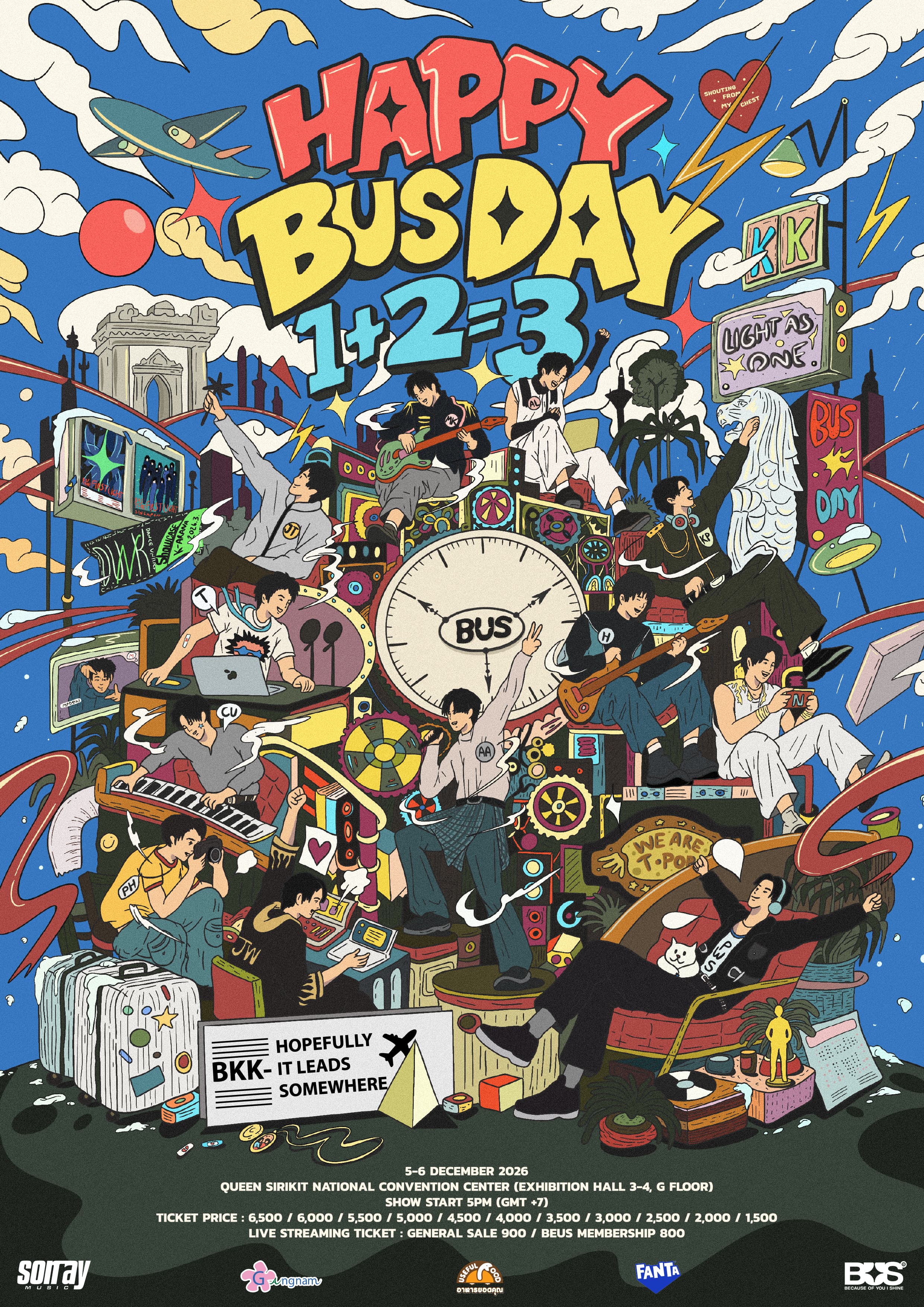 โปสเตอร์ Happy BUSDAY 1 + 2 = 3